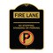 Signmission Fire Lane-No Stopping Standing or Parking W/ No Parking, Black & Gold Alum, 18" x 24", BG-1824-24001 A-DES-BG-1824-24001 - alternate 1
